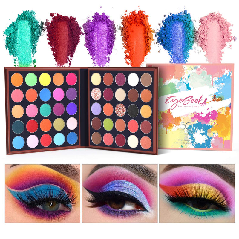 EYESEEK Eyeshadow Palette Matte 50 Colors High Pigmented Colorful Eyeshadow Makeup Palette Shimmer Bright Color Eye Shadow Powder Easy To Blend Long Lasting Waterproof Makeup Pallet