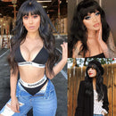 ENTRANCED STYLES Long Black Wig with Bangs Wavy Hair Wigs for Women Heat Resistant Synthetic Wig Natural Looking Realistic Wigs Hair Replacement Wig for Daily Party Cosplay Use ENTRANCED STYLES Store