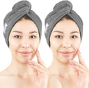 American Soft Linen 100% Cotton Hair Towels for Women, Head Towel Cap, Cotton Hair Turban Towel Wrap for Long Curly Anti Frizz Hair, Soft and Absorbent Cotton Hair Towels 2 Pack, Purple-Black Infinity Warehouse