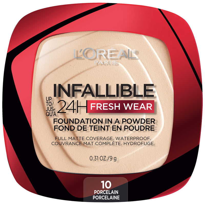 L'Oreal Paris Makeup Infallible Fresh Wear Foundation in a Powder, 010 Porcelain, 0.31 Fl Oz L'Oreal Paris