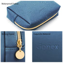 Gonex Small Makeup Bag for Purse, Water-Resistant PU Vegan Leather Travel Cosmetic Pouch with Christmas Gift Box, Portable Toiletry Bag for Women Girls Daily Storage Organizer Royal Blue Gonex