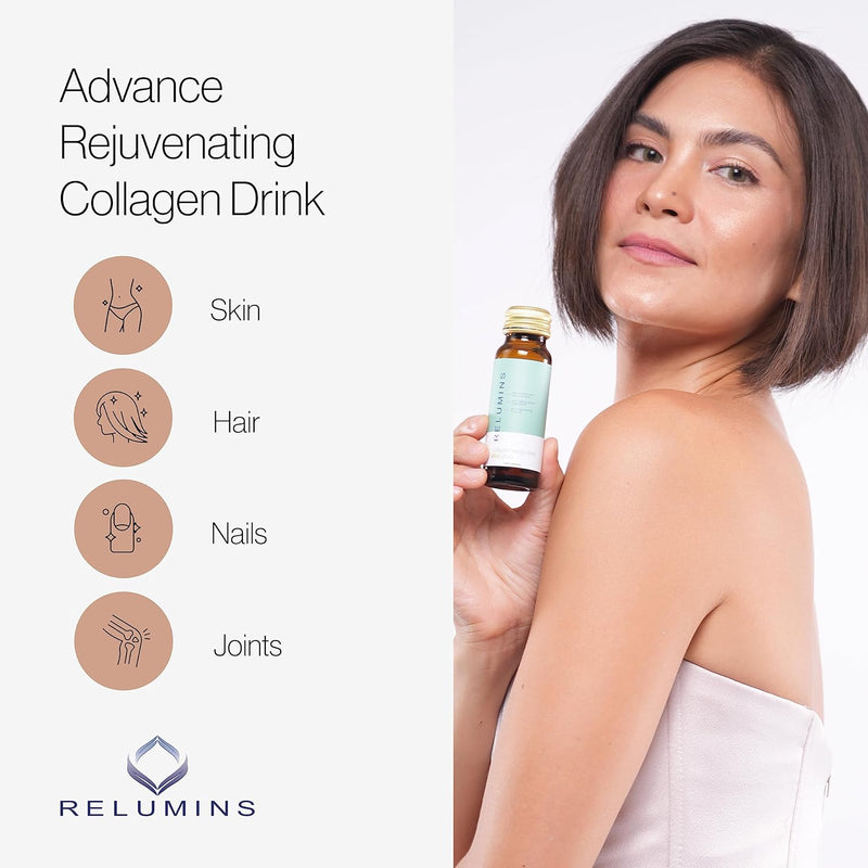 Relumins Advance Rejuvenating Collagen Beauty Drink with Glutathione, Hyaluronic, CoQ10, EGCG, Resveratrol & More - Fight Signs of Aging with All-Natural Ingredients - Apple Flavor- Ten 50mL Drinks Infinity Warehouse