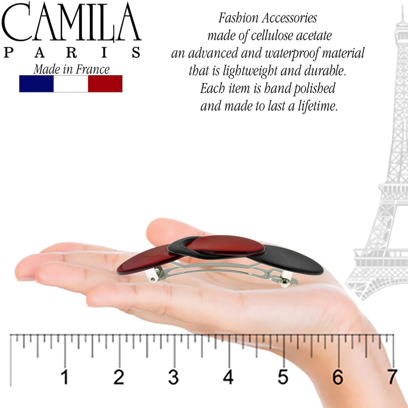 Camila Paris CP2254 French Hair Barrettes Clips for Girls, Handmade, Metal Automatic Clasp Strong Hold Grip Hair Clips for Women, No Slip and Durable Styling Girls Hair Accessories, Made in France Camila
