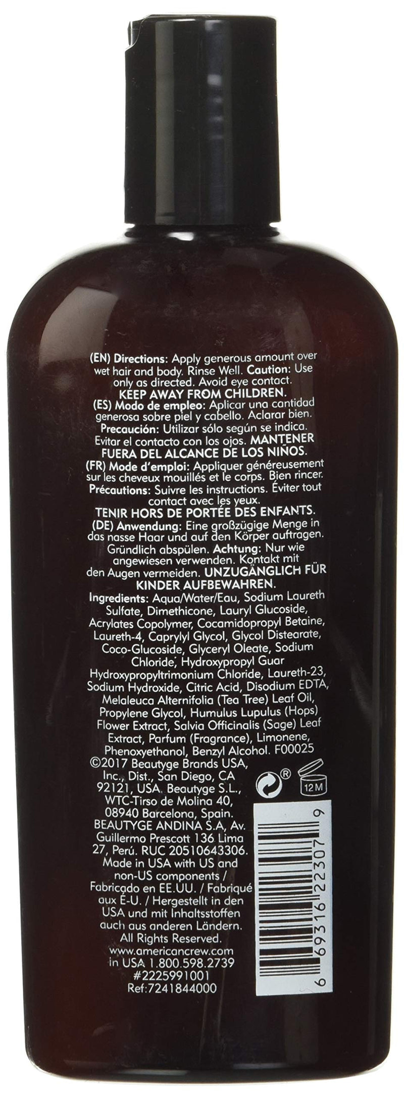 Shampoo, Conditioner & Body Wash for Men by American Crew, 3-in-1, Tea Tree Scent, 8.4 Fl Oz AMERICAN CREW