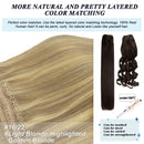 GOO GOO Halo Hair Extensions Light Blonde Highlighted Golden Blonde Remy Human Hair Extensions 20 Inch 100g Natural Hairpiece Hidden Crown Human Hair Extensions with Invisible Fish Line GOO GOO Store