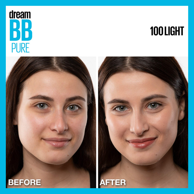 Maybelline Dream Pure Skin Clearing BB Cream, 8-in-1 Skin Perfecting Beauty Balm With 2% Salicylic Acid, Sheer Tint Coverage, Oil-Free, Light, 1 Fl Oz Maybelline New York