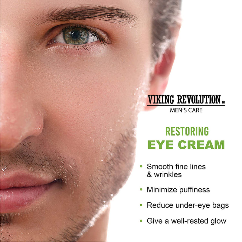 Viking Revolution Natural Eye Cream for Men - Mens Eye Cream for Anti Aging, Dark Circle Under Eye Treatment- Men's Eye Moisturizer Wrinkle Cream - Helps Reduce Puffiness, Under Eye Bags and Crowsfeet Viking Revolution