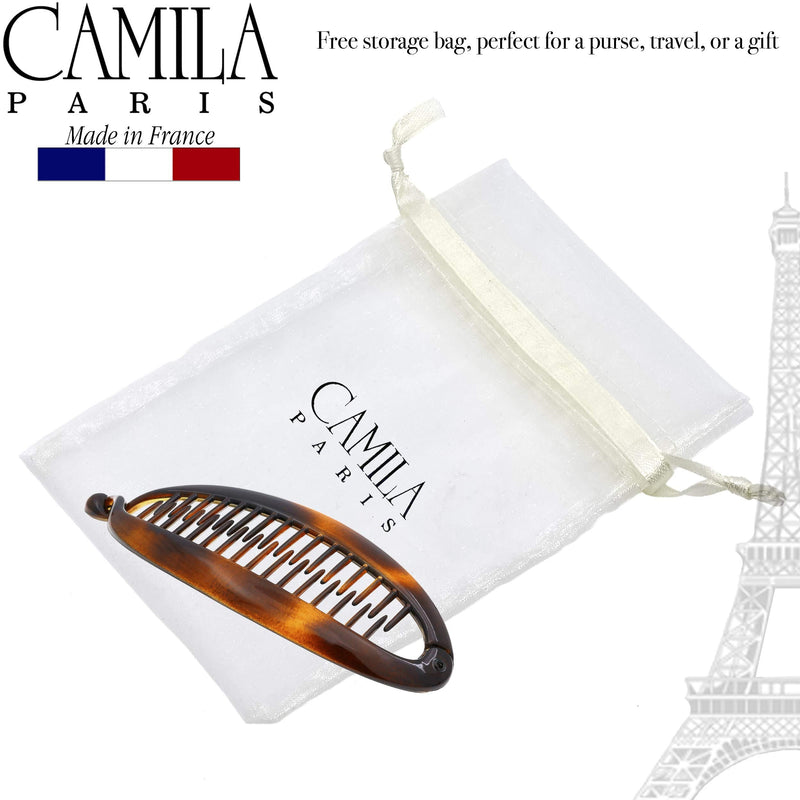 Camila Paris CP2 6 inch French Banana Clip Hair Comb Classic Girls Updo Flexible Ponytail Holder Interlocking Banana Combs, Large, Fashion Durable Styling Hair Accessories for Women, Made in France Camila