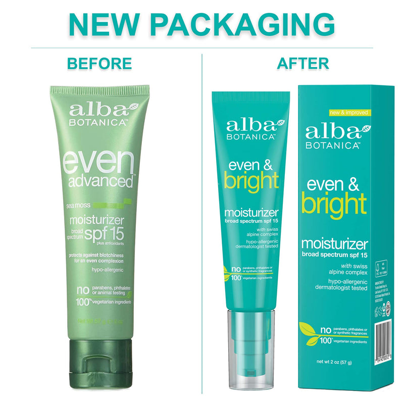 Alba Botanica Even & Bright Moisturizer, Broad Spectrum SPF 15, 2 Oz Alba Botanica