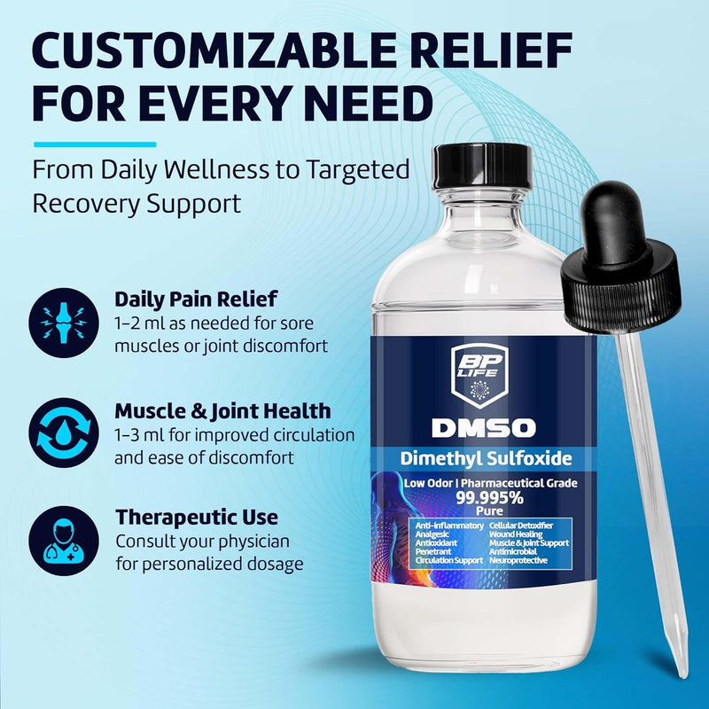 DMSO Dimethyl Sulfoxide 99.995% Pure | Low Odor | 8 oz (237 ml) Clear Glass Bottle | High Purity Multipurpose Solvent for Laboratory, Industrial & DIY Use Infinity Warehouse