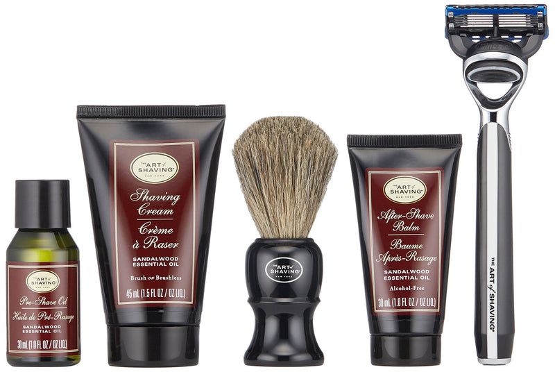 The Art of Shaving Sandalwood Travel Kit - Men's Razor with Pre-Shave Oil, Shaving Cream, Shaving Brush & After-Shave Balm The Art of Shaving