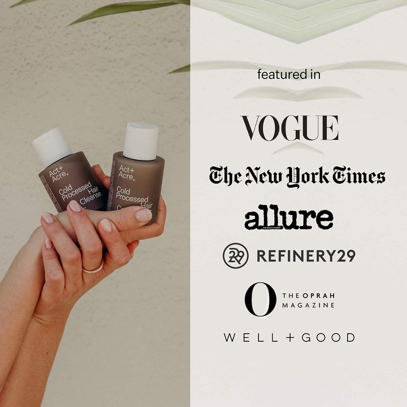 Act+Acre Cold Processed Hair Cleanse Clarifying Shampoo for Build Up - Sulfate Free Hair Treatment Gentle Shampoo with Moringa Oil to Moisturize and Strengthen Dry and Damaged Hair (3 Fluid Ounces) ACT+ ACRE