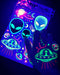 Temporary Tattoos – 1 Sheet Alien UFO Design Body Art Blacklight Reactive Light Festival Accessories Glow in the Dark Party Supplies | 7.2” x 5.2” Temp Tattoos Great for EDM EDC Party Rave Parties d'IRIS studio