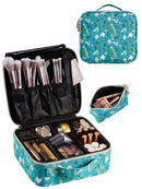 Joligrace Makeup Travel Bag Organizer for Women Cute Cosmetic Storage Train Case Portable Big Large Capacity with Extra Pouch for Make-Up Brush Toiletry Jewelry Green Forrest Print Joligrace