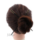 Set of 2 Hair Sticks Chopsticks with Colored Studded Tops - Black Motique Accessories