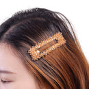 LUX ACCESSORIES Set of 2 Gold Rectangular Shape Barrettes with Transparent Bubbles Fashionable Hair Clips LUX ACCESSORIES