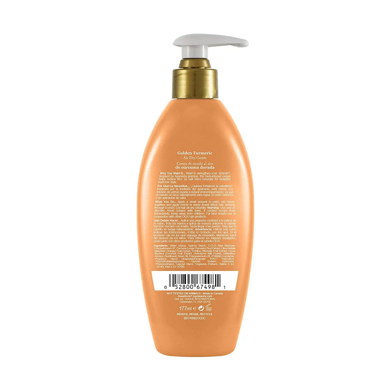 OGX Strength & Length + Golden Turmeric Anti-Frizz Air Dry Hair Cream with Coconut Milk to Nourish Hair, Leave-In Moisturizing Hair Treatment to Smooth Frizzy Hair, 6 oz OGX Store