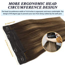 GOO GOO Halo Hair Extensions 70g 14 Inch Ombre Chocolate Brown to Caramel Blonde Straight Real Human Hair Extensions Flip in Hidden Crown Hair Extensions with Invisible Wire Layered Hairpiece GOO GOO Store