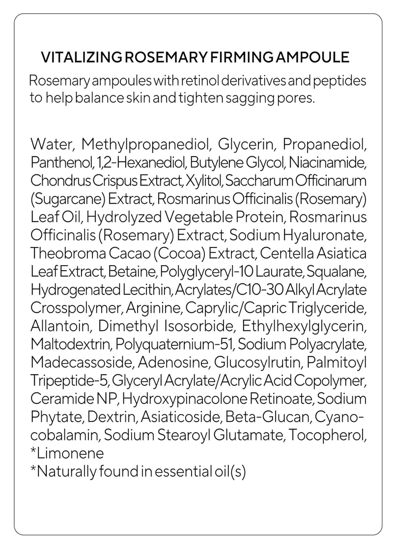 AROMATICA Vitalizing Rosemary Firming Ampoule Serum 30ml - Skin Revitalizing Retinol Serum for Face, Moisturizing & Strengthening Skin Barrier Infinity Warehouse