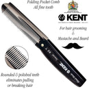 Kent 82T 4" Graphite Folding Pocket Comb for Men, Fine Tooth Hair Comb Straightener for Everyday Grooming Styling Hair, Beard or Mustache, Use Dry or with Balms, Saw Cut Hand Polished, Made in England KENT