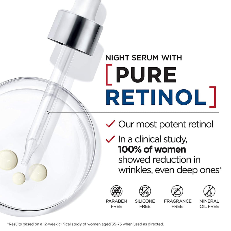 L'Oreal Paris Retinol Serum for Face, Night Serum 0.3% Pure Retinol from Revitalift Derm Intensives, Visibly Reduce Wrinkles, Even Deep Ones, 1 Oz Serum + Moisturizer Cream Samples, Packaging May Vary L'Oreal Paris