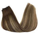 GOO GOO Halo Hair Extensions Human Hair Ombre Chocolate Brown to Honey Blonde 70g 14 Inch Hairpiece Natural Real Hair Extensions Flip in Hidden Crown Hair Extensions with Invisible Fish Line Straight GOO GOO Store