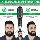 BEARDCLASS Premium Beard Straightener Comb - USA Designed for Beards! Fast Heating Electric Straightening Brush for Men with Anti-Scald Technology - Adjustable Temperature Portable Heated Straightner BEARDCLASS