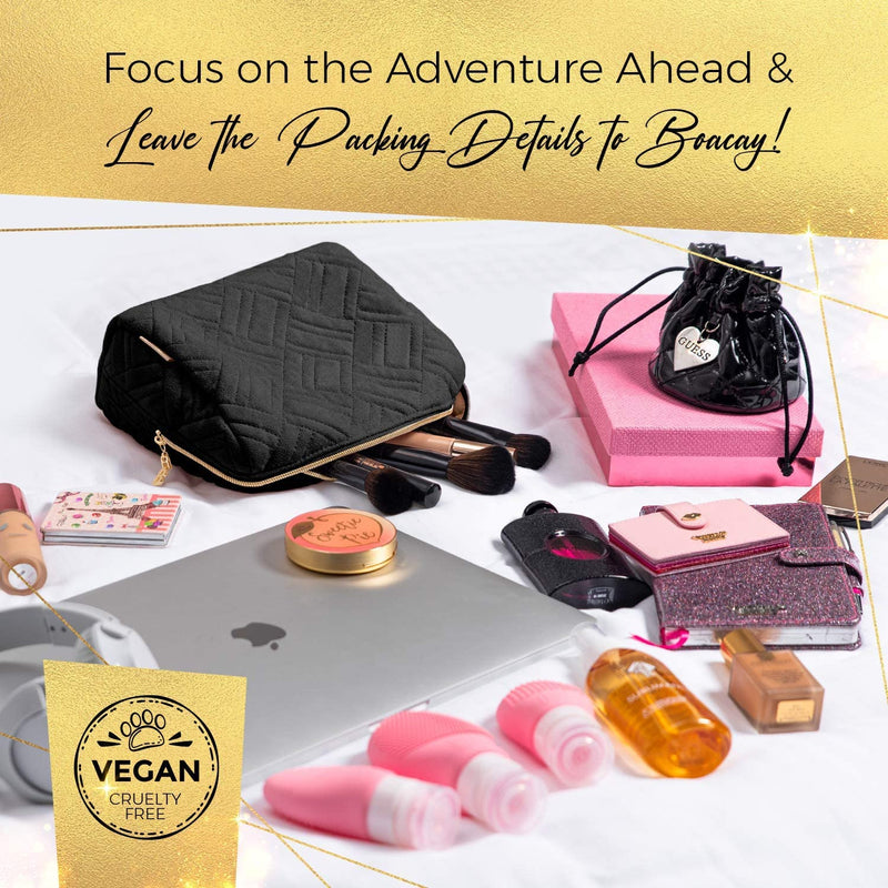 Large Cosmetic & Toiletry Bag, Zippered Makeup Pouch for Women & Girls, Travel Cute Organizer Suitable for Purse, Versatile Bag with Multiple Compartments for Makeup, Toiletries, Pencils, Accessories BOACAY Store