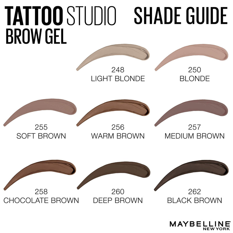 Maybelline TattooStudio Waterproof Eyebrow Gel Makeup, Medium Brown, 0.23 Fl Oz (Pack of 1) Maybelline New York