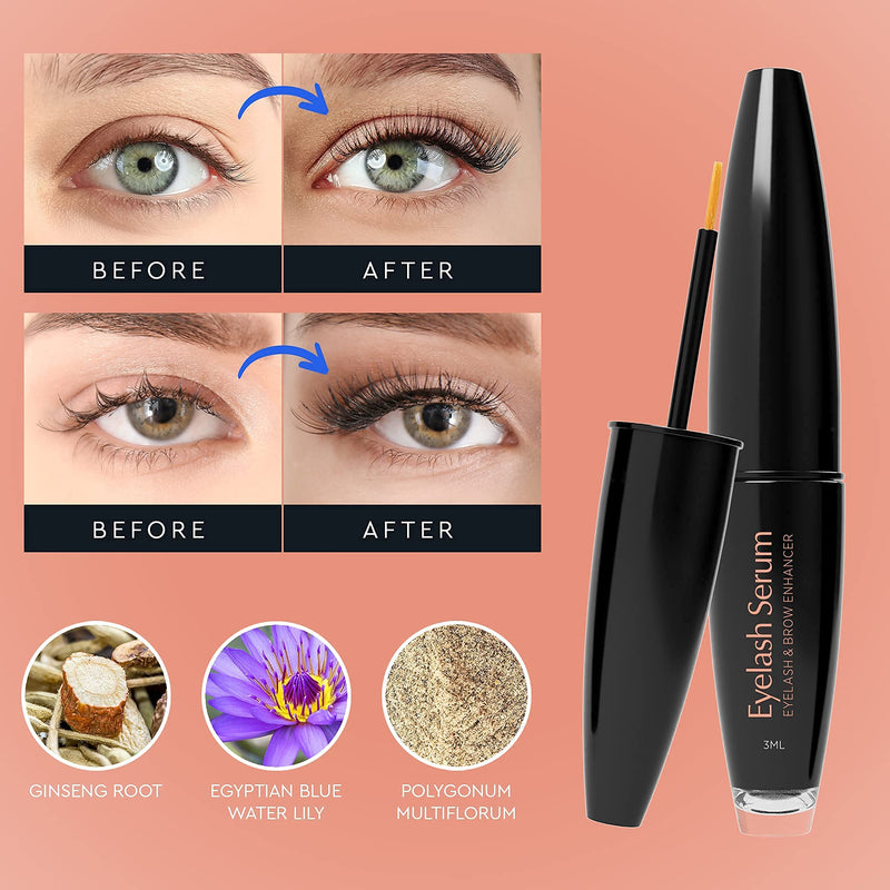 Natural Vine Eyelash and Brow Growth Serum, Irritation Free Formula, Guaranteed Results in 3-4 Weeks for Longer, Thicker, and Fuller Eyelashes Natural Vine