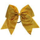 Kenz Laurenz Glitter Cheer Bows - Cheerleading Softball Gifts for Girls and Women Team Bow with Ponytail Holder Complete Your Cheerleader Outfit Uniform Strong Hair Ties Bands Elastics (1) (Gold) Kenz Laurenz