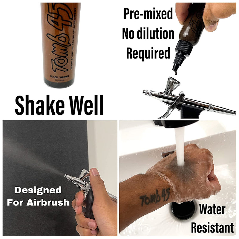 Tomb45 Beard & Lineup Enhancement - Water-proof, Shampoo-Safe, Safe on Skin (Onyx - Black) Tomb 45