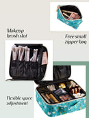 Joligrace Makeup Travel Bag Organizer for Women Cute Cosmetic Storage Train Case Portable Big Large Capacity with Extra Pouch for Make-Up Brush Toiletry Jewelry Green Forrest Print Joligrace