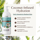 Coconut Body Wash, Cleans, Softens & Nourishes, Ultra Moisturizing Shower Gel for Dry and Sensitive Skin, Women & Men, Organic & Natural, 16 fl oz, 2-Pack Infinity Warehouse