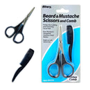 Men's Beard & Mustache Scissors and Mini Comb Trimming Kit ~ Facial Hair Scissors and Comb (Mens Grooming Kit) Allary