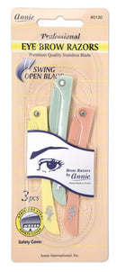 Annie Professional Eye Brow Razors Premium Quality Stainless Blade Swing Open Blade 3 Eye brow Razors Annie