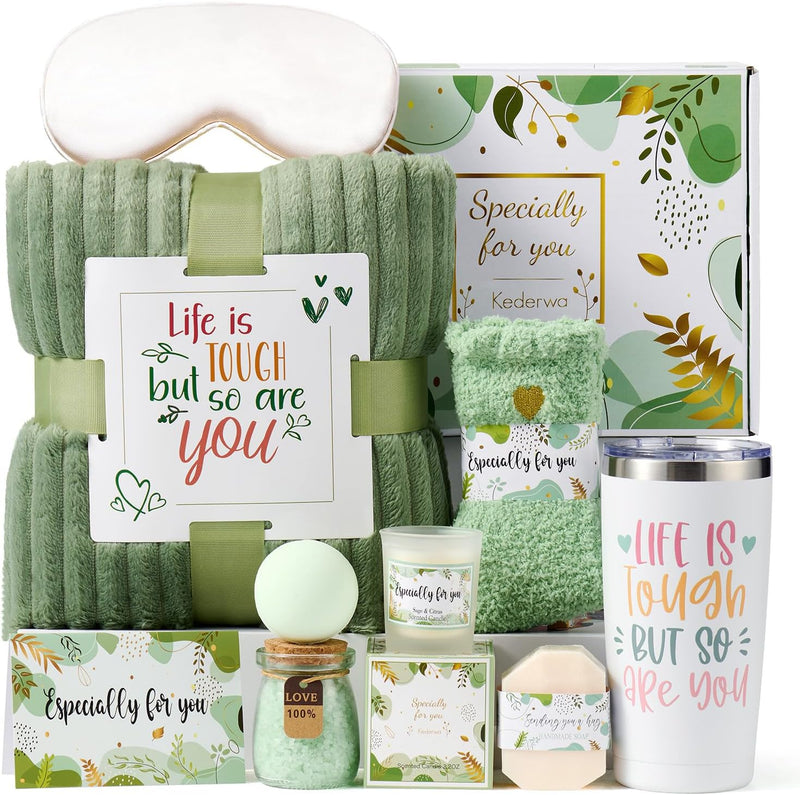 Self Care Gifts for Women Get Well Soon Gifts Basket,Relaxing Spa Basket Care Package with Tumbler and Blanket Thinking of You Gifts Infinity Warehouse