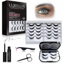 Luxillia Magnetic Eyelashes Kit – 16 Piece Magnetic Eyelash & Eyeliner Set with Applicator – Natural Look Easy Apply Reusable Fake Extension Lashes, No Glue – Pestañas Postizas Magnéticas Naturales Infinity Warehouse