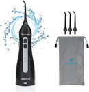 Waterfloss Water Flosser Small Cordless Water Pick Teeth Cleaner Dental Oral Irrigator with 4 Modes and USB Rechargeable Lithium Battery, Black Waterfloss
