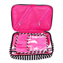 Vaultz Locking Travel Case for Cosmetics Storage, Black White Stripe (VZ03757) Vaultz