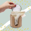 MUEROSA 14 pcs Reusable Bamboo Makeup Remover Pads | 100% Natural Bamboo Fiber Rounds | Soft Face Pads Facial Cleasing Skincare Set (14 Pads + Bamboo Holder + Laundry Bag, GREEN EDITION) Muerosa