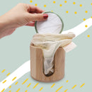 MUEROSA 14 pcs Reusable Bamboo Makeup Remover Pads | 100% Natural Bamboo Fiber Rounds | Soft Face Pads Facial Cleasing Skincare Set (14 Pads + Bamboo Holder + Laundry Bag, BLACK EDITION) Muerosa
