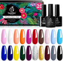 Beetles 20 Pcs Gel Nail Polish Kit - Soak Off LED Lamp Gel Polish Set Black White Glitter Nail Gel Polish with No Wipe Base and Top Coat for Nail Art Salon Starter Manicure Kit beetles Gel Polish