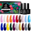 Beetles 20 Pcs Gel Nail Polish Kit - Soak Off LED Lamp Gel Polish Set Black White Glitter Nail Gel Polish With No Wipe Base and Top Coat for Nail Art Salon Starter Manicure Kit beetles Gel Polish