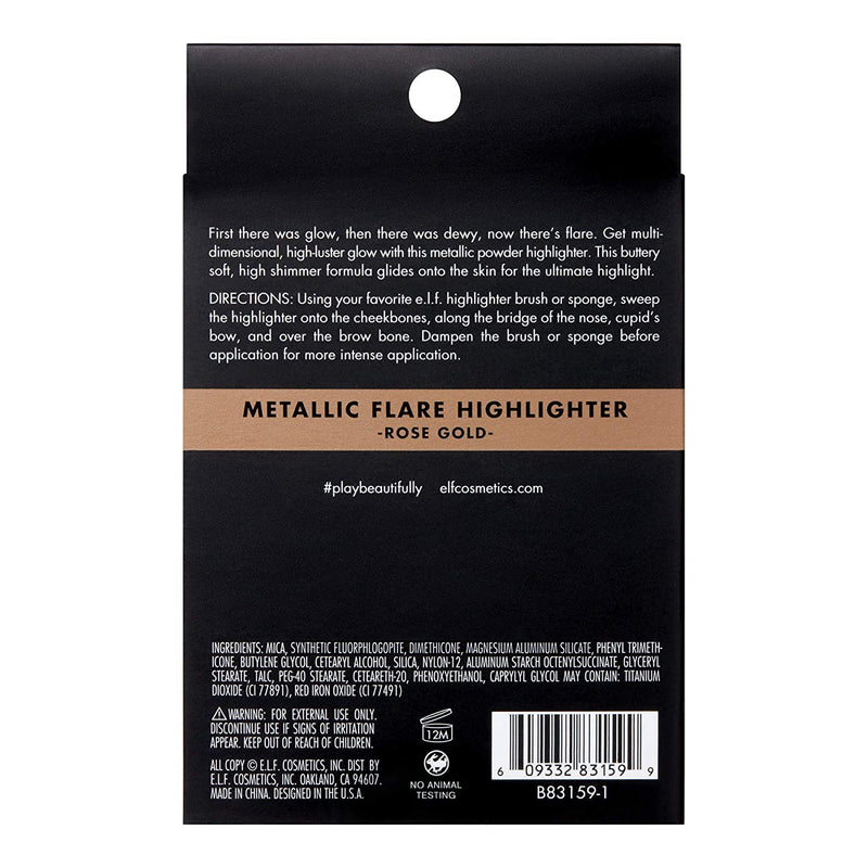 e.l.f, Metallic Flare Highlighter, Versatile, Jelly-like Formula, Multi-Dimensional, Buttery Soft, Creates a High-Luster, High Shimmer Glow, Rose Gold, Applies Wet or Creamy, 0.18 Oz e.l.f. Store