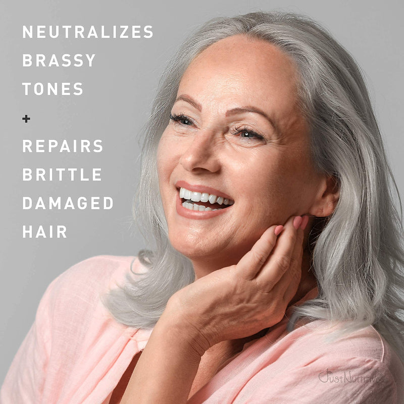 Gray Hair Shampoo and Gray Hair Shampoo | Just Natural Hair Care | Natural Shampoo | Natural Conditioner | Gray Hair Kit | Gray Hair Bundle | Just Nutritive | Each Product 16 oz. Just Nutritive
