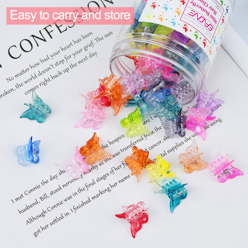 EAONE Butterfly Hair Clips 50Pcs, Pastel Cute Hair Clips Mini Small Hair Claw Clips Hair Aesthetic Accessories for 90s 2000s Girls Women Hair with Container Package, Gradient Transparency Colors EAONE