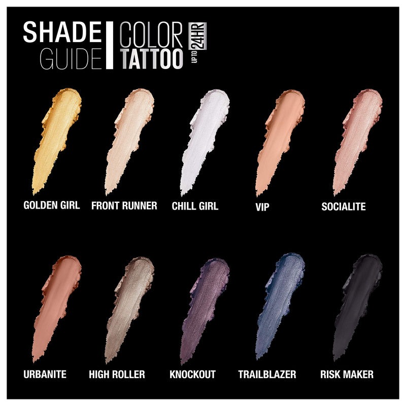 Maybelline New York Color Tattoo 24 Hour Longwear Cream Eyeshadow Makeup, Front Runner, 1 Count Maybelline New York