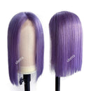 Bob Wigs Straight Human Hair T-Part Lace Front Wigs Pre Plucked Hairline with Baby Hair Slightly Bleach Knots Brazilian Virgin Remy Hair Wigs Short Bob Lilac 12" 180% Density for Women(can be Restyle) Ubetta Store