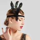 BABEYOND 1920s Flapper Headpiece Roaring 20s Great Gatsby Headband Black Feather Headband 1920s Flapper Gatsby Hair Accessories (Black) BABEYOND